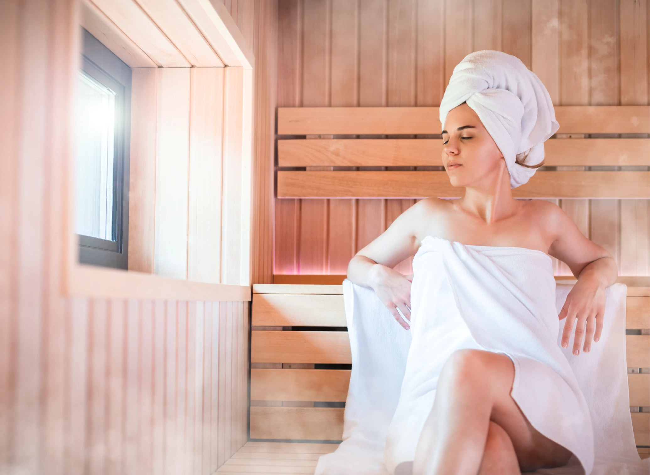 woman in a wet sauna
