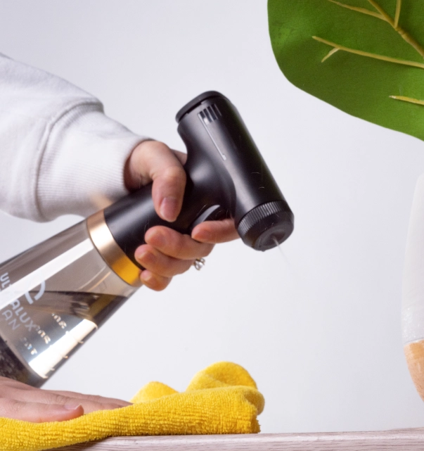woman next to closed foldaway sauna