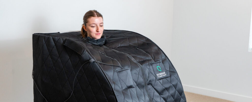 Woman in UltraLux Foldaway Sauna